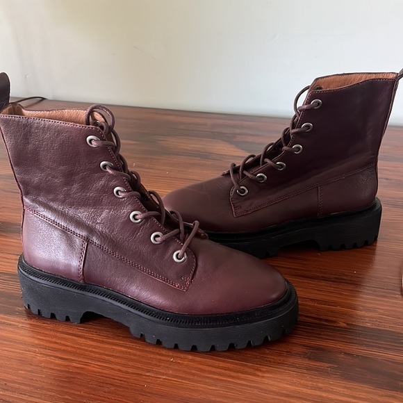 Madewell Rayna Lace Up Boots NG667 Red Leather 7 - Picture 7 of 10